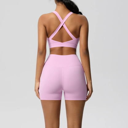 Crossover Sports Bra & Shorts Workout Set
