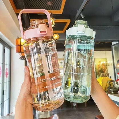 Motivational Water Bottle with Straw & Time Marker