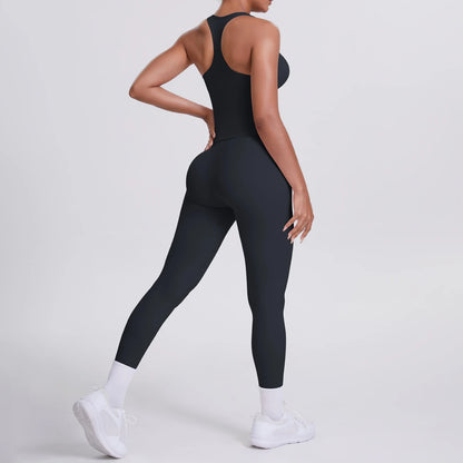 Women's Tummy Control Workout Set – Crossover Back Sports Bra & Leggings