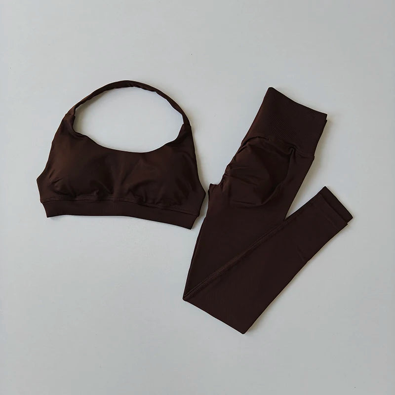 Seamless Halter Top High-Waisted Yoga & Fitness Set