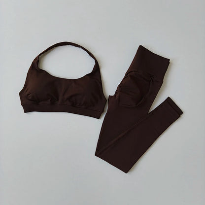 Seamless Halter Top High-Waisted Yoga & Fitness Set
