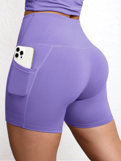 High-Waist Butt-Lifting Yoga Shorts with Pockets