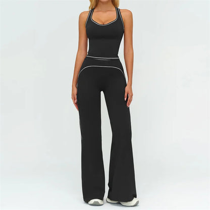 Contrast Trim Yoga Set – Sports Bra & High-Waist Leggings