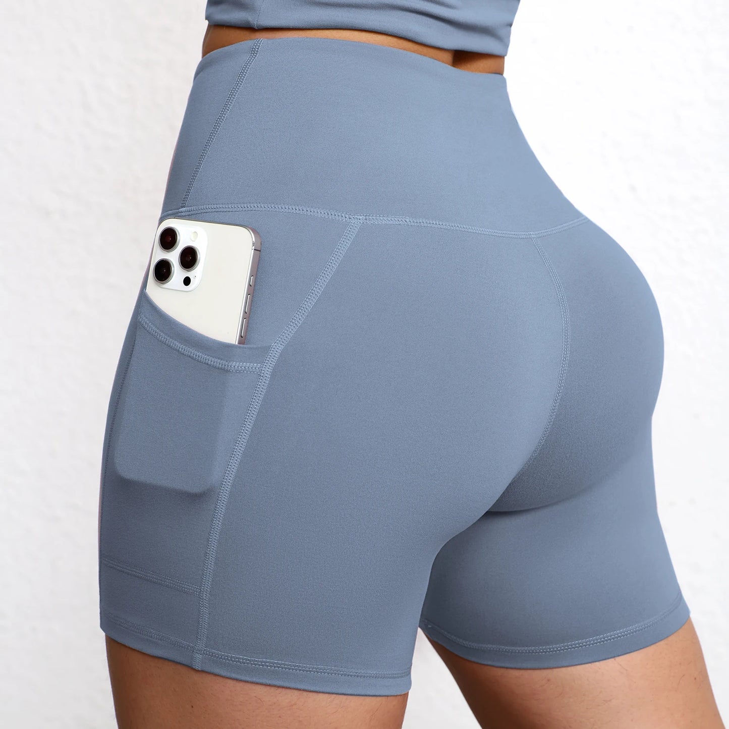 High-Waist Butt-Lifting Yoga Shorts with Pockets