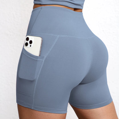 High-Waist Butt-Lifting Yoga Shorts with Pockets