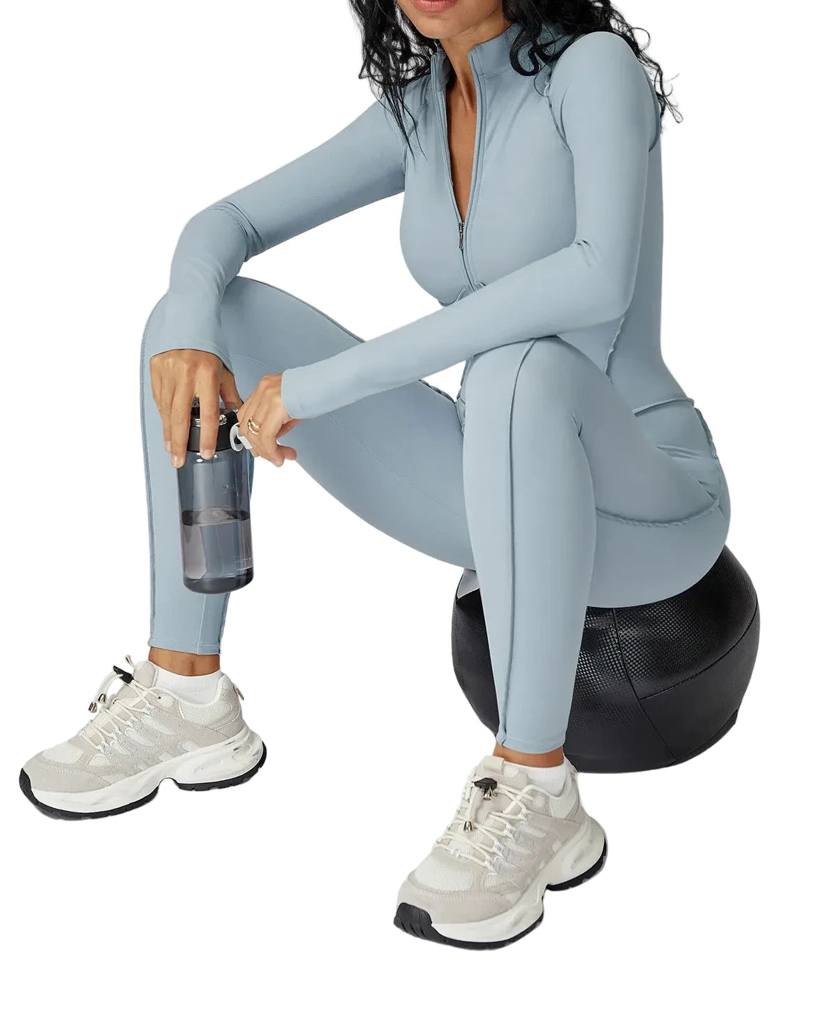 FlexSculpt Zip-Up Yoga Bodysuit – Long Sleeve Compression Jumpsuit