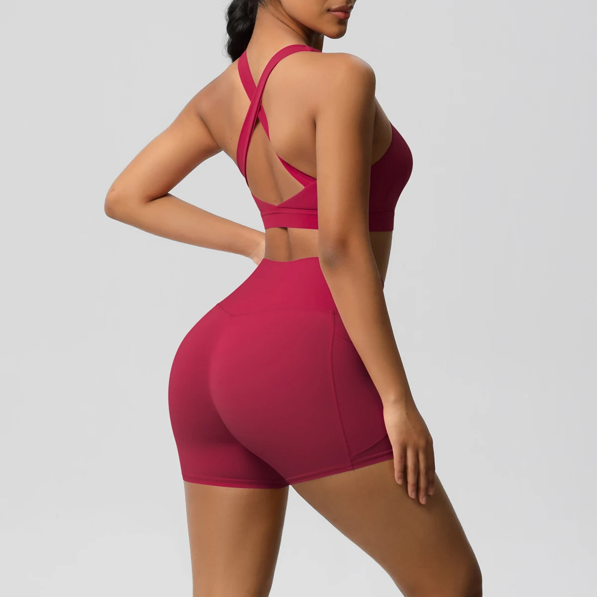 Crossover Sports Bra & Shorts Workout Set