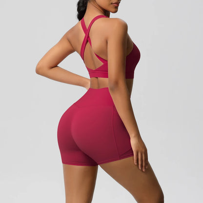 Crossover Sports Bra & Shorts Workout Set