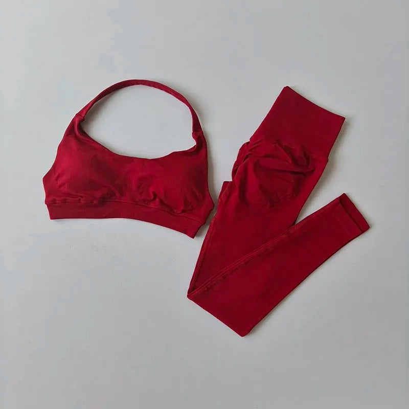 Seamless Halter Top High-Waisted Yoga & Fitness Set