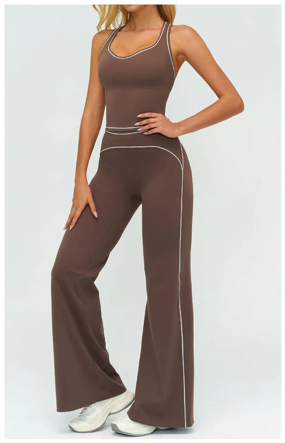 Contrast Trim Yoga Set – Sports Bra & High-Waist Leggings