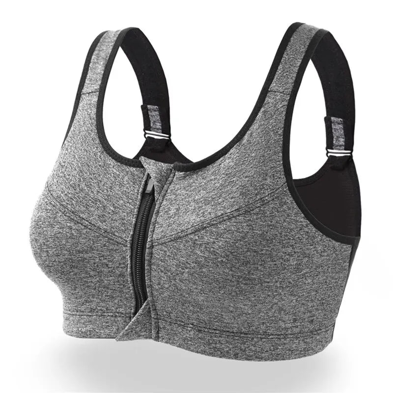 Quick-Dry Shockproof Sports Bra with Zipper