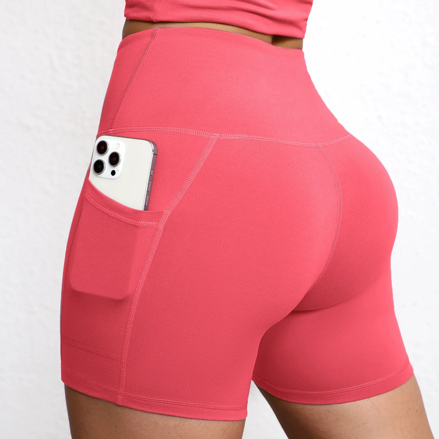 High-Waist Butt-Lifting Yoga Shorts with Pockets