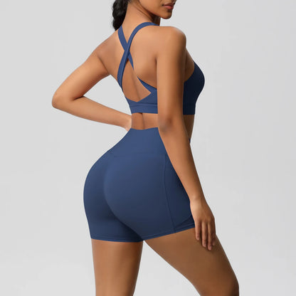 Crossover Sports Bra & Shorts Workout Set