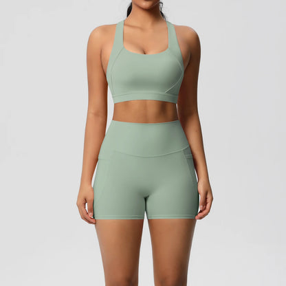 Crossover Sports Bra & Shorts Workout Set