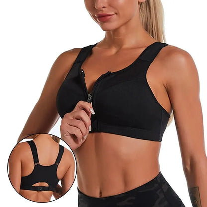 Quick-Dry Shockproof Sports Bra with Zipper