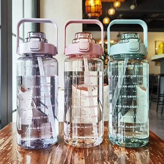 Motivational Water Bottle with Straw & Time Marker