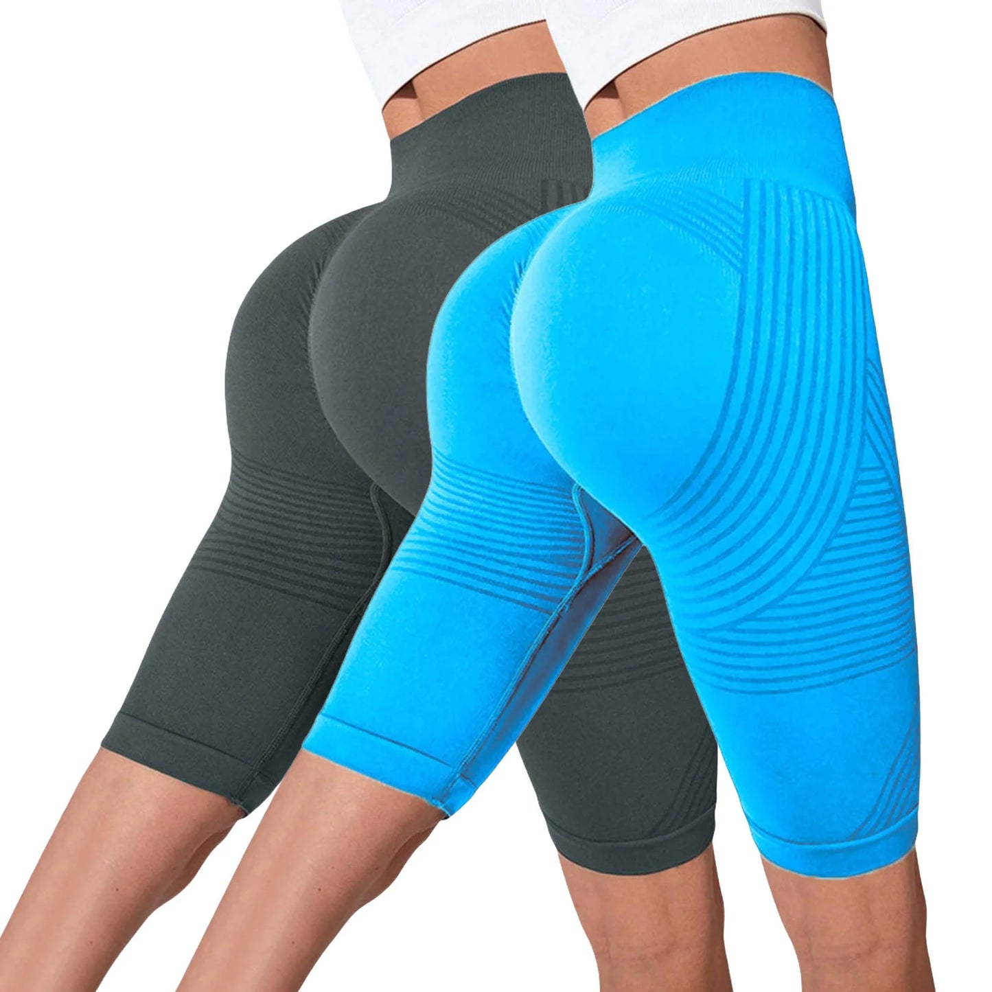 2-Pack Women's High-Waisted Seamless Workout Shorts – Tummy Support Yoga & Fitness Shorts