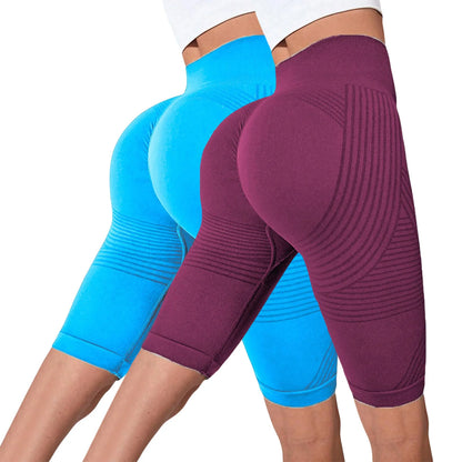 2-Pack Women's High-Waisted Seamless Workout Shorts – Tummy Support Yoga & Fitness Shorts