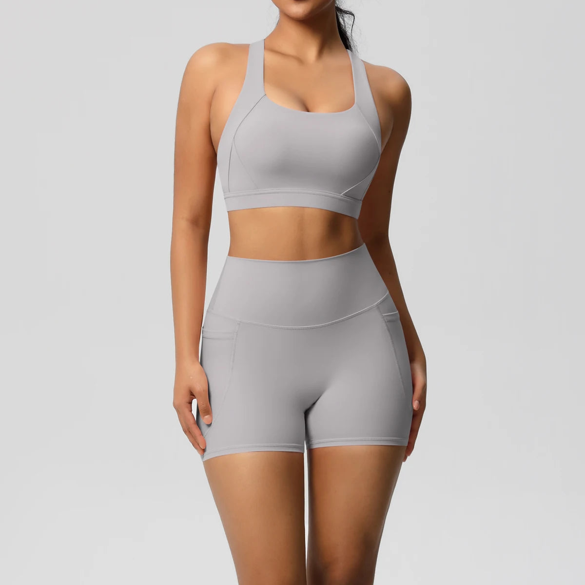 Crossover Sports Bra & Shorts Workout Set