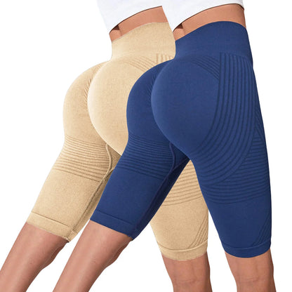 2-Pack Women's High-Waisted Seamless Workout Shorts – Tummy Support Yoga & Fitness Shorts
