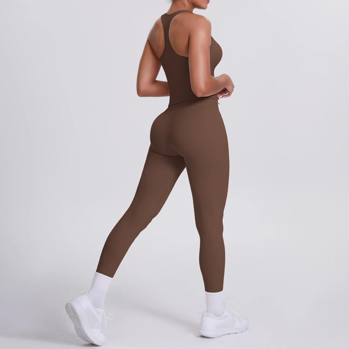 Women's Tummy Control Workout Set – Crossover Back Sports Bra & Leggings
