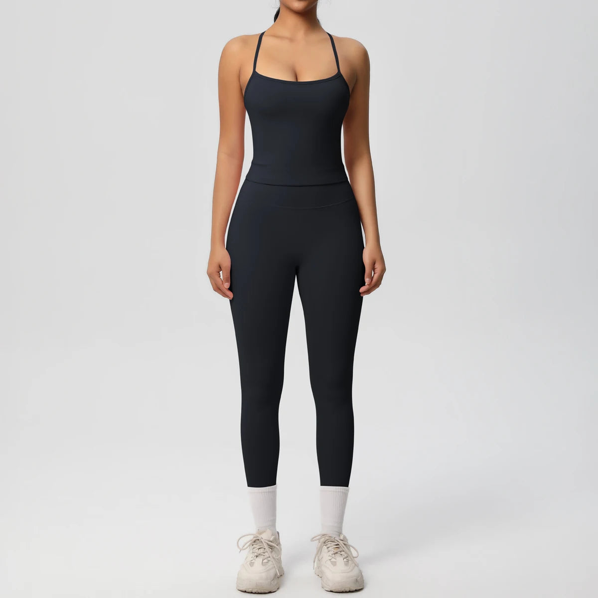 Women's 2-Piece Fitness Set – Halter Top & Tummy Control Bottoms