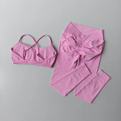 Seamless Push-Up Fitness Set – Sports Bra & Peach Lift Leggings