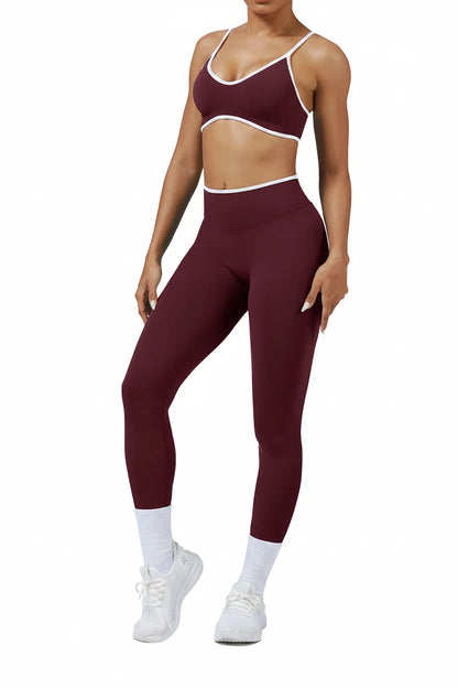 Women’s Color Block Yoga Set – Sports Bra & High-Waisted Shorts