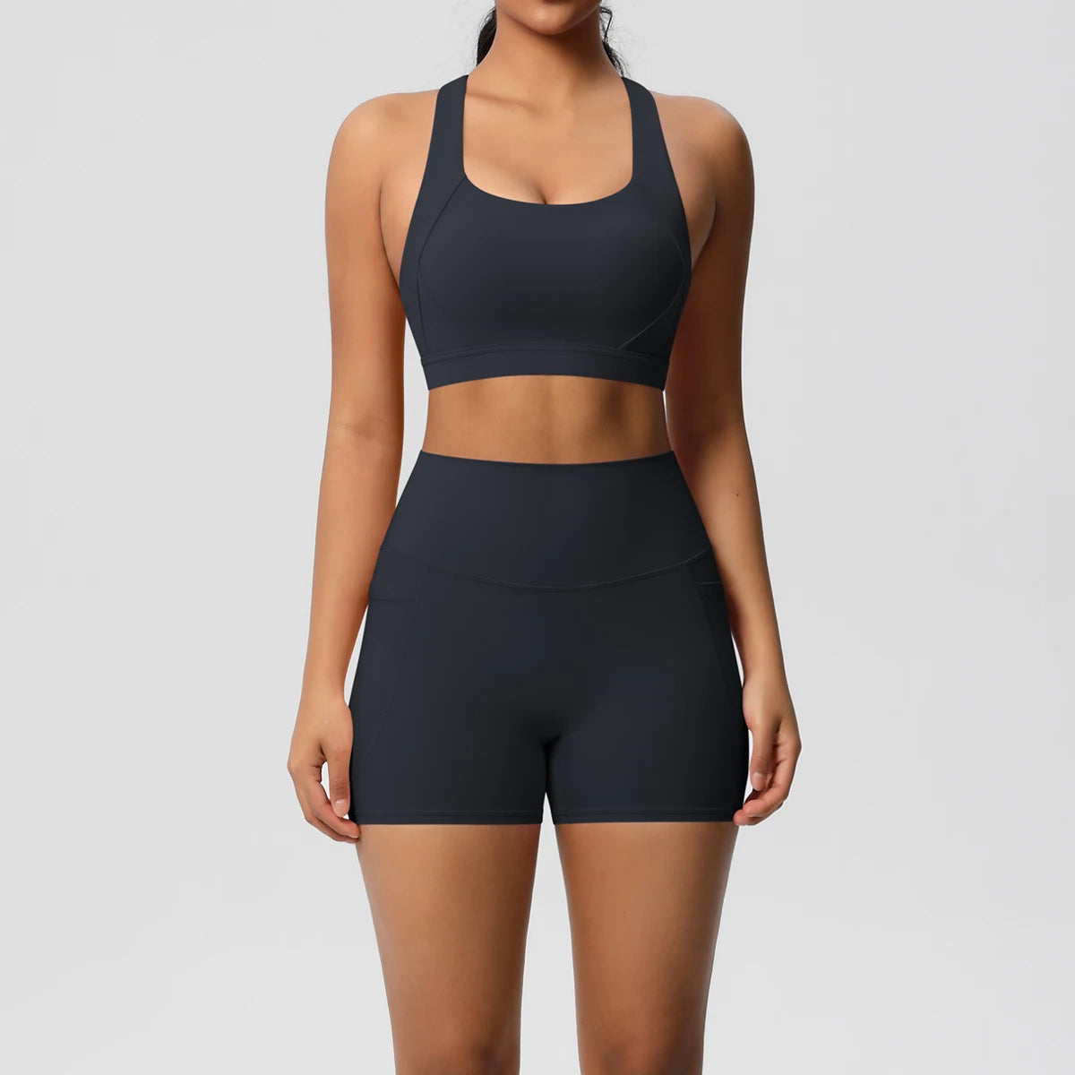 Crossover Sports Bra & Shorts Workout Set