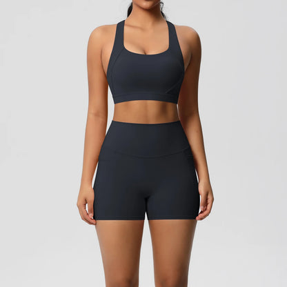 Crossover Sports Bra & Shorts Workout Set