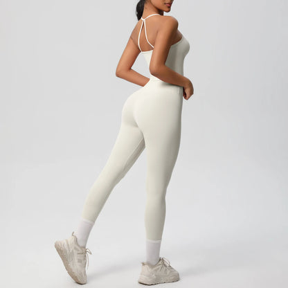 Women's 2-Piece Fitness Set – Halter Top & Tummy Control Bottoms
