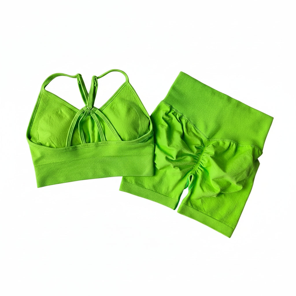 Green sports shorts set