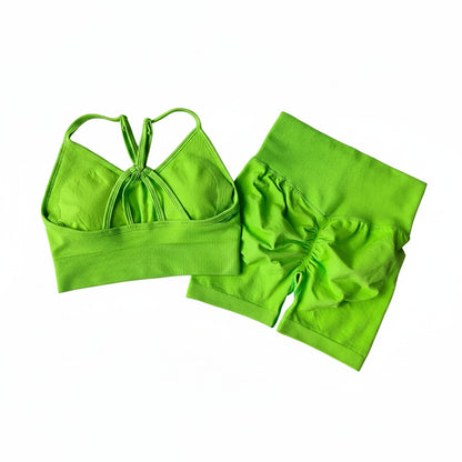 Green sports shorts set