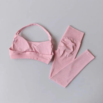 Seamless Halter Top High-Waisted Yoga & Fitness Set