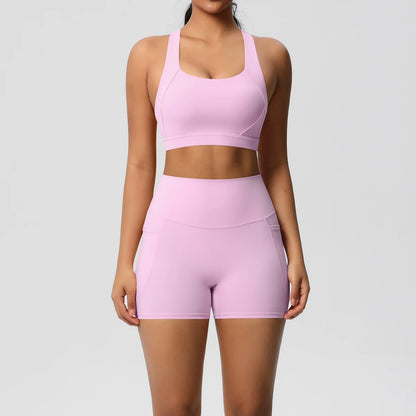 Crossover Sports Bra & Shorts Workout Set