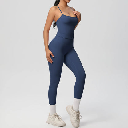 Women's 2-Piece Fitness Set – Halter Top & Tummy Control Bottoms