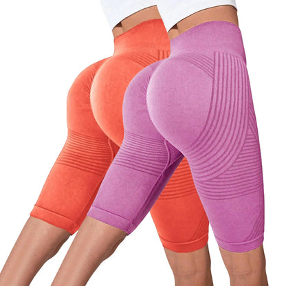 2-Pack Women's High-Waisted Seamless Workout Shorts – Tummy Support Yoga & Fitness Shorts
