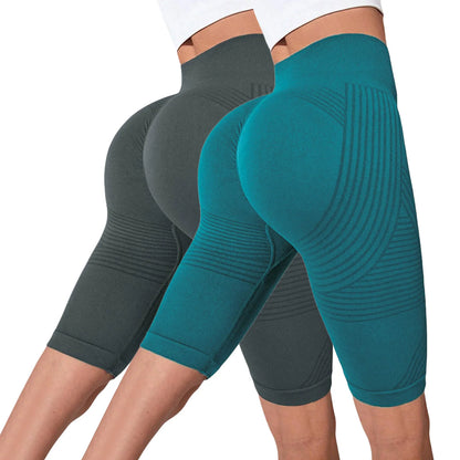 2-Pack Women's High-Waisted Seamless Workout Shorts – Tummy Support Yoga & Fitness Shorts