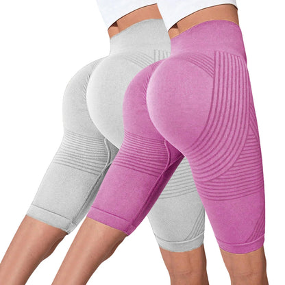 2-Pack Women's High-Waisted Seamless Workout Shorts – Tummy Support Yoga & Fitness Shorts