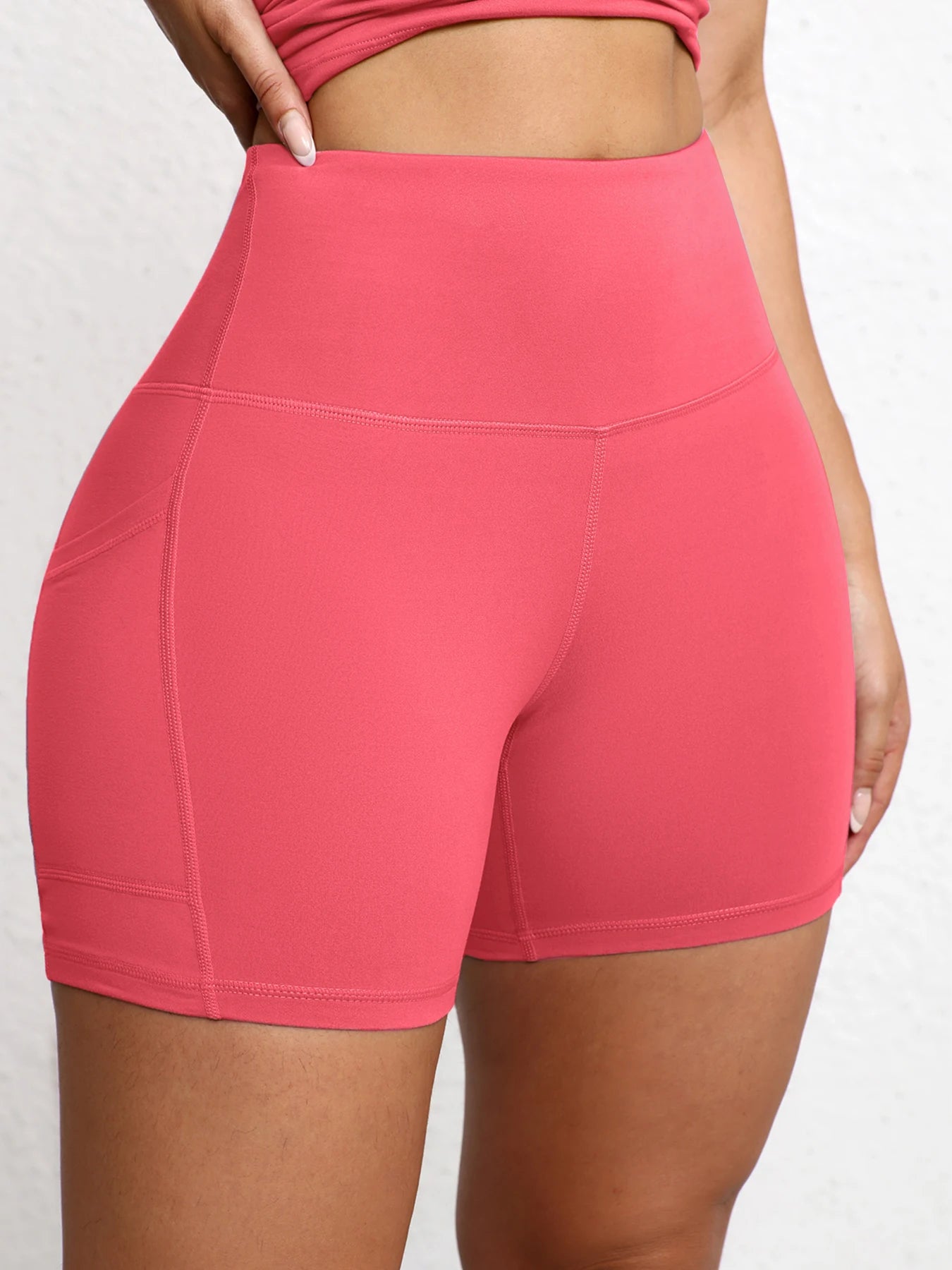 High-Waist Butt-Lifting Yoga Shorts with Pockets