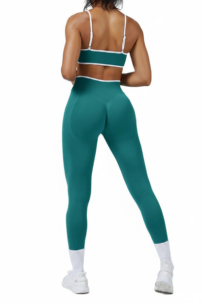 Women’s Color Block Yoga Set – Sports Bra & High-Waisted Shorts
