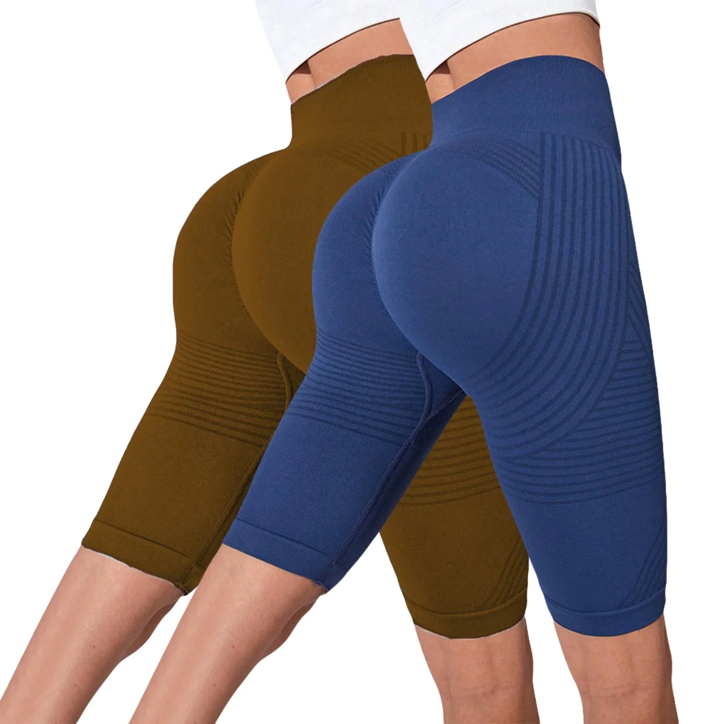 2-Pack Women's High-Waisted Seamless Workout Shorts – Tummy Support Yoga & Fitness Shorts