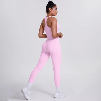Women's Tummy Control Workout Set – Crossover Back Sports Bra & Leggings