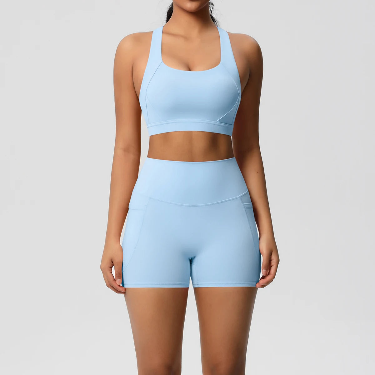 Crossover Sports Bra & Shorts Workout Set