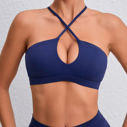 Women's Cross-Back Sports Bra – Padded Breathable Yoga & High-Support Workout Bra