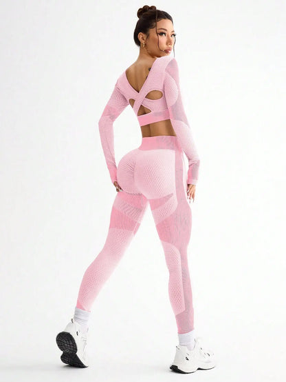 2-Piece Seamless Women's Workout Set – Breathable Sports Bra & High-Waisted Leggings Yoga Outfit