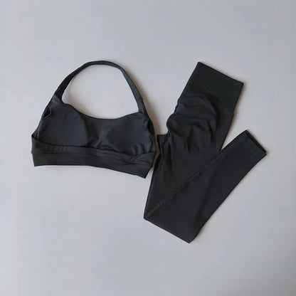 Seamless Halter Top High-Waisted Yoga & Fitness Set