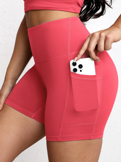 High-Waist Butt-Lifting Yoga Shorts with Pockets