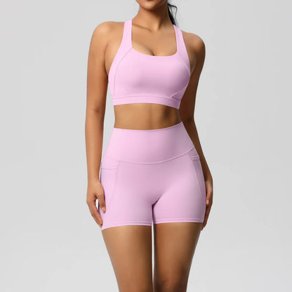 Crossover Sports Bra & Shorts Workout Set