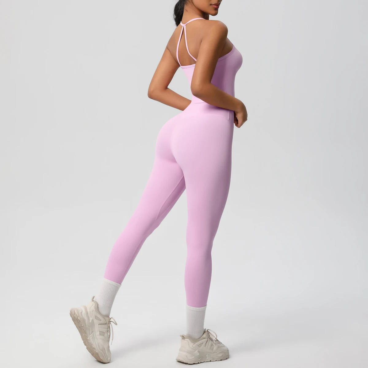 Women's 2-Piece Fitness Set – Halter Top & Tummy Control Bottoms